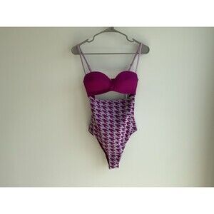 NWT WET Swimwear Women's Swim Piper Fuchsia Houndstooth One Piece Size M